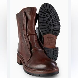 UNTAMED STREET RADNOR terra-brown laceless bikers Boots Size 39 = Size 9 US